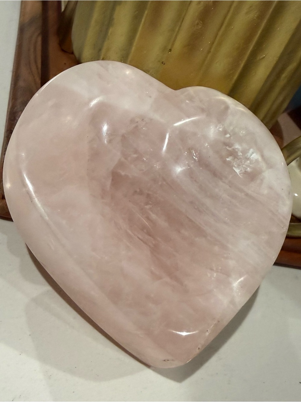 KCGS Rose Quartz Heart Bowl Pink Madagascar 750 Grams Trinket 1.10 Lbs Decor